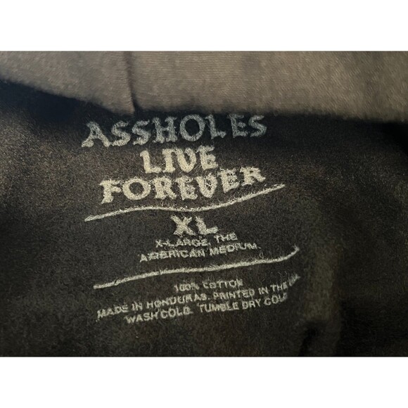 ASSHOLES*S LIVE FOREVER Hoodie Sweatshirt Mens XL Black Skull Flames 100% Cotton - Picture 5 of 5